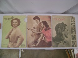 Így kössünk - három darab régi divatújság - 1951/1952 - együtt