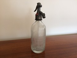 Régi szódásüveg H.M. Hölle Márton Szikvízgyára Budapest feliratos szódás üveg 27,5 cm