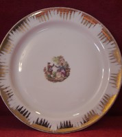 Romantikus életképes porcelán tányér