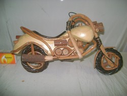 Retro motorcycle mockup, model, toy - wooden handicraft