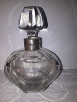 Ezüst szegélyes régi parffümös üveg 