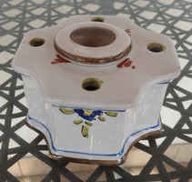 Art Nouveau Hand-painted Majolica Table Candle and Incense Holder