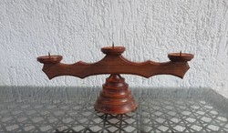 Three-pronged wooden table candle holder