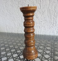 Old wooden turned table candle holder