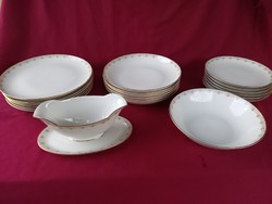 029 20 db os  Königl. pr. Tettau porcelán készlet 3x6 db tányér szószos és köretes tál