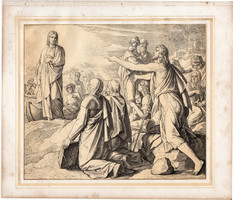 Bibliai kép (40), nyomat 1860, 21 x 25, A Szent Biblia díszes képekben, ige, Joan. 1, 29. 30., Jézus