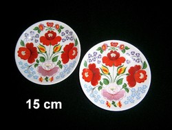2 db régi Hollóházi porcelán Kalocsai mintás tányér, fali tál