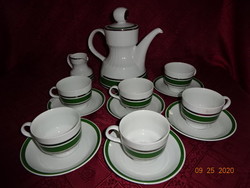 Tirschenreut German porcelain six-person tea set, green border. He has!