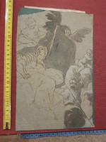 Antik festmény, vízjeles, freskóterv, az 1700-as évekből, Giovanni Battista Tiepolo is lehet...