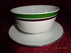 Tirschenreut German porcelain sauce bowl, green border. He has!
