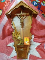 Wall wooden homemade altar with Jesus