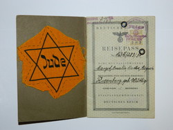 1939-es német Zsidó útlevél a megkülönböztető sárga csillaggal NAGYON RITKA!!!