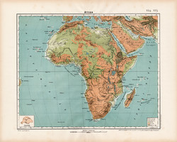 Afrika hegy- és vízrajzi térkép 1906, magyar atlasz, eredeti, régi, magyar nyelvű, Szahara, Nílus