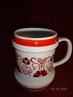 Hollóháza porcelain, folk motif beer mug, height 12 cm. He has!