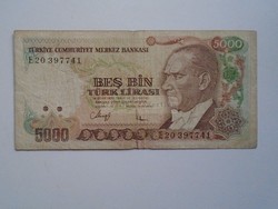 G029.131  Bankjegy  -Törökország   5000 líra  1970's 