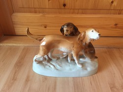 Royal Dux Bohemia porcelán kutya kutyapár