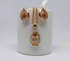Gold-plated (gp) jewelry set with yellow and white cz crystals