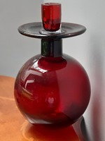 Hibátlan piros gömb üveg gyertyatartó / szálas váza