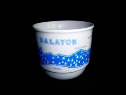 Extrém ritka Zsolnay porcelán Balatoni bögre, csésze piros pecséttel