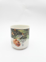 Gyönyörű antik fajansz bögre - cseresznye mintás monarchia korabeli csésze - vintage porcelán