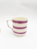 Gránit Kispest retro porcelán bögre - lila csíkos csésze