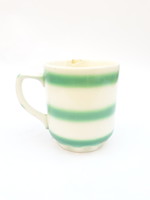 Gránit Kispest retro porcelán bögre - zöld csíkos csésze