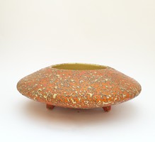 Tófej retro kerámia kaspó, virágtartó - kicsi lábakon álló asztalközép