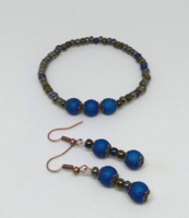 Blue bracelet and earring set