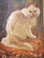 Dénes Mesterházy: white Persian cat,