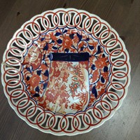 Antik japán Imari kézzel festett nagy porcelán tányér 1870
