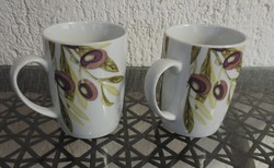 Pair of berry patterned cocoa mugs