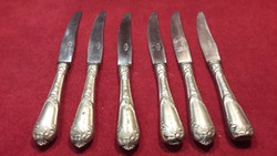 6 db ezüstözött nyelű régi magyar kés