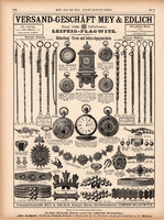 Hirdetés, reklám 1889 (5), eredeti, újság, német nyelvű, 28 x 38 cm, Mey und Edlich, zsebóra, ékszer