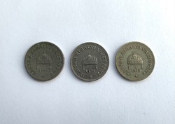 3 db 10 Fillér 1894 + 1908 + 1915 Ferenc József pénzérme, régi pénz érme 3 db egyben