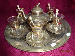 Teáskészlet hat személyes.török, rézből és üvegből.