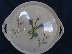  Hatalmas  FRANCONIA  virágos aranyozott porcelán kínáló , asztalközép 33 X 29 CM HIBÁTLAN 