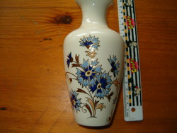 Zsolnay 15,5 cm nagyméretű búzavirág virágos motívum porcelán váza kaspó  KIÁRUSÍTÁS 1 FORINTRÓL