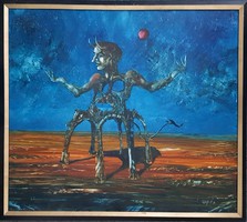Győrfi András - Ördög 80 x 90 cm olaj, farost 1994-es