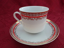 Epiag Czechoslovak porcelain coffee cup + coaster. With gold/red border. He has!