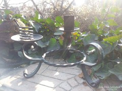 Wrought iron candle holder with match holder