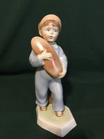 Zsolnay kenyeres fiú porcelán figura Sinkó