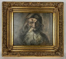 Antik festmény férfi portré, hátulján régi pecsét. Hagyatékban talált.