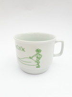 Zsolnay retro porcelán kávés csésze, teás bögre - boma-szarvasűzők 1991 felirattal, vadász emlék