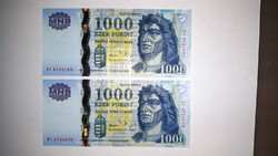 1000.-Ft bankjegy UNC sorszámkövető