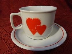 Zsolnay porcelain heart mug with coaster. Life insurance with inscription. He has!