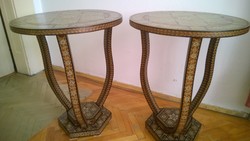 Graceful and beautiful: Middle Eastern (Israeli) pattern inlaid table 2pcs, flawless