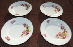 Antique floral plate set - 4 large flat plates