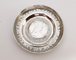 Ornate silver coin bowl with 1780 sf taller.