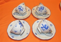 Kék virágos teáscsésze aljával Rosenthal porcelán a 20-30-as évekből 4 db