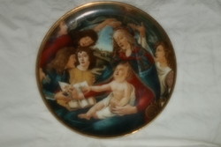 Hollóházi  porcelán falitányér 25 cm Botticelli festménye utáni előlappal 